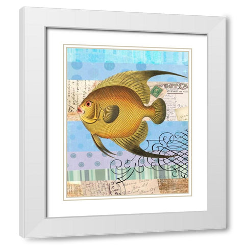 Single Fish Flourish White Modern Wood Framed Art Print with Double Matting by Robertson, Walter