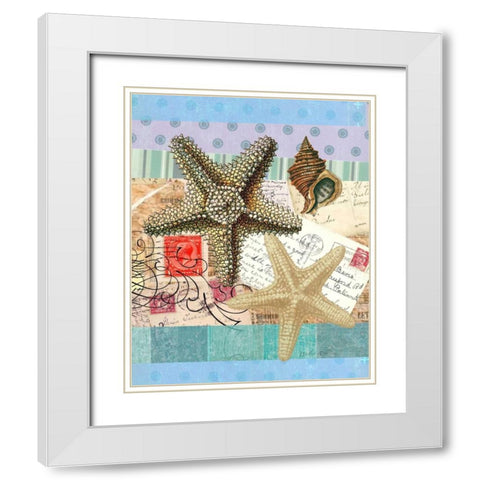Starfish Elements White Modern Wood Framed Art Print with Double Matting by Robertson, Walter