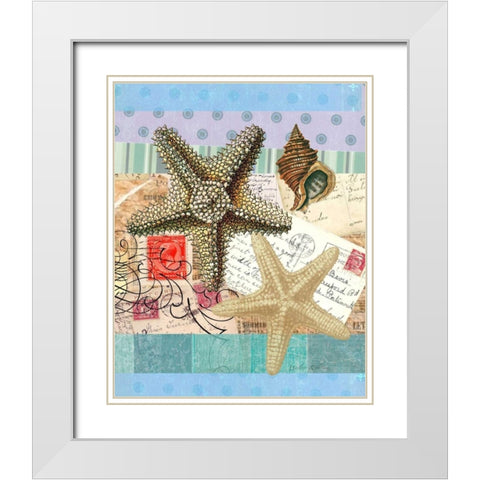 Starfish Elements White Modern Wood Framed Art Print with Double Matting by Robertson, Walter