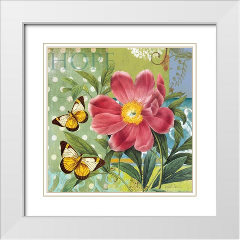 Polka dot Peony White Modern Wood Framed Art Print with Double Matting by Robertson, Walter