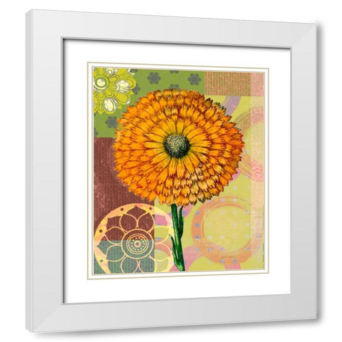 Zinnia Story White Modern Wood Framed Art Print with Double Matting by Robertson, Walter