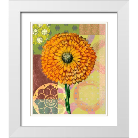 Zinnia Story White Modern Wood Framed Art Print with Double Matting by Robertson, Walter