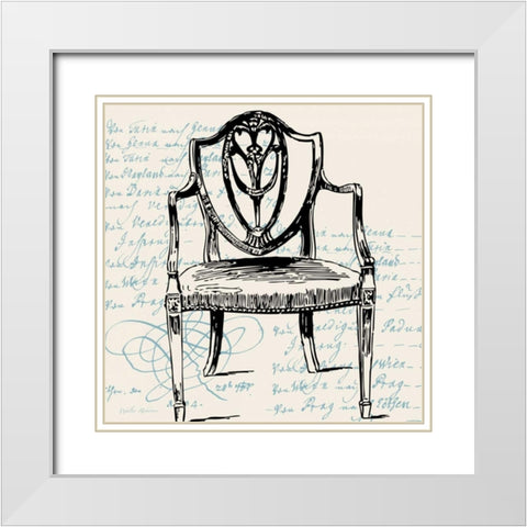 Script Arm Chair White Modern Wood Framed Art Print with Double Matting by Robertson, Walter