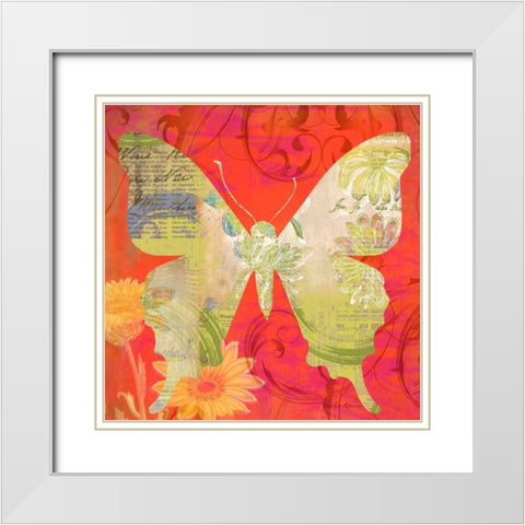 Red Pop Butterfly White Modern Wood Framed Art Print with Double Matting by Robertson, Walter
