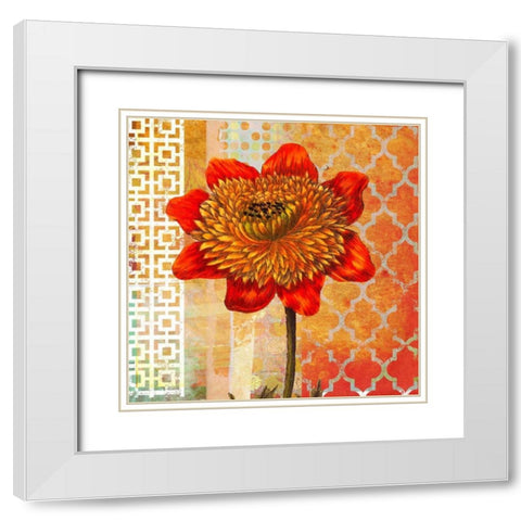 Colorful Dahlia White Modern Wood Framed Art Print with Double Matting by Robertson, Walter