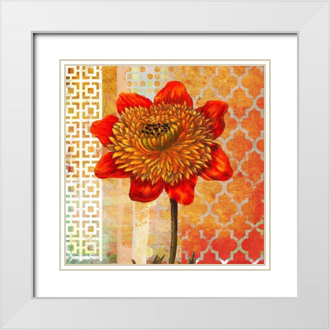 Colorful Dahlia White Modern Wood Framed Art Print with Double Matting by Robertson, Walter