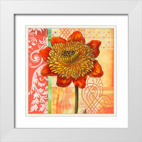 Scrollwork Blossom 2 White Modern Wood Framed Art Print with Double Matting by Robertson, Walter