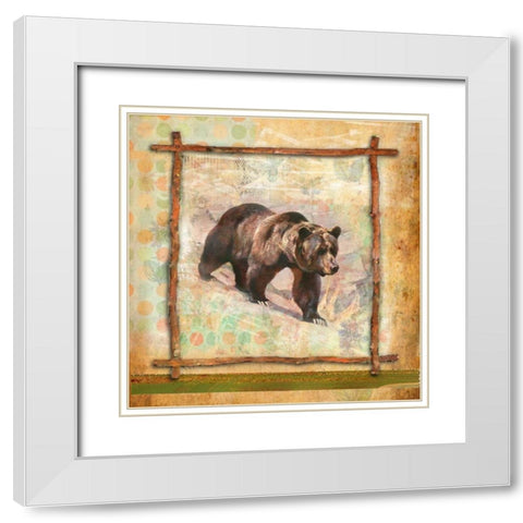 Bear Nature White Modern Wood Framed Art Print with Double Matting by Robertson, Walter