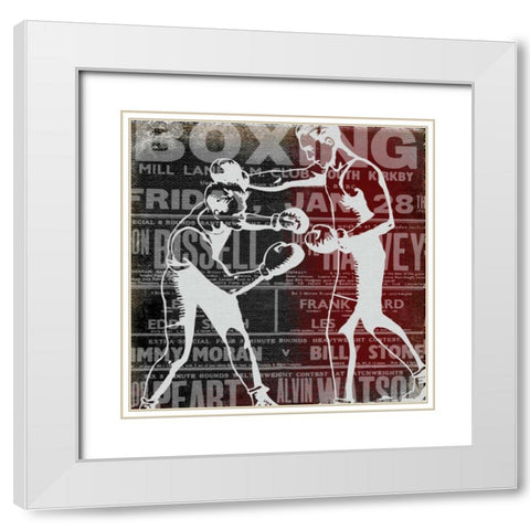 Boxer Story 3 White Modern Wood Framed Art Print with Double Matting by Robertson, Walter
