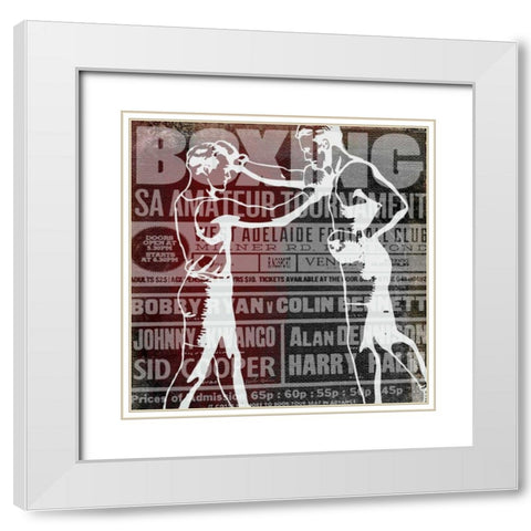 Boxer Story 4 White Modern Wood Framed Art Print with Double Matting by Robertson, Walter