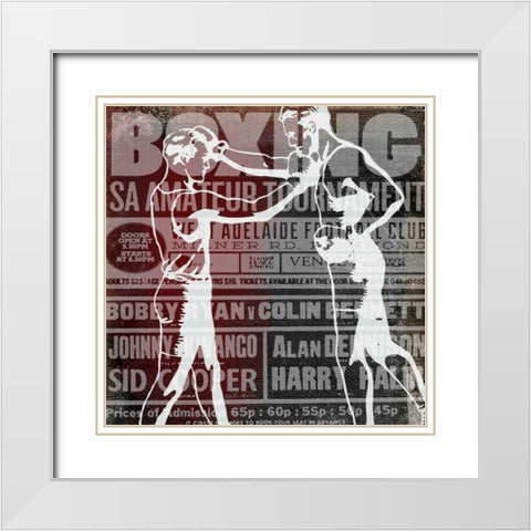 Boxer Story 4 White Modern Wood Framed Art Print with Double Matting by Robertson, Walter