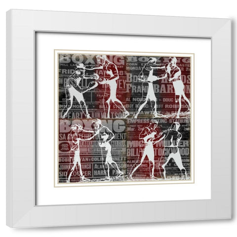 Epic Boxer Story White Modern Wood Framed Art Print with Double Matting by Robertson, Walter