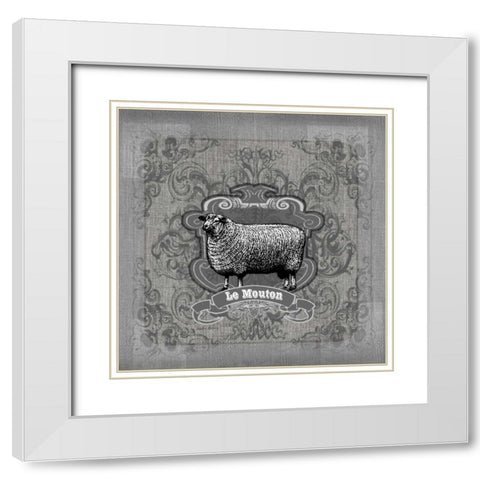 Filigree Sheep White Modern Wood Framed Art Print with Double Matting by Robertson, Walter