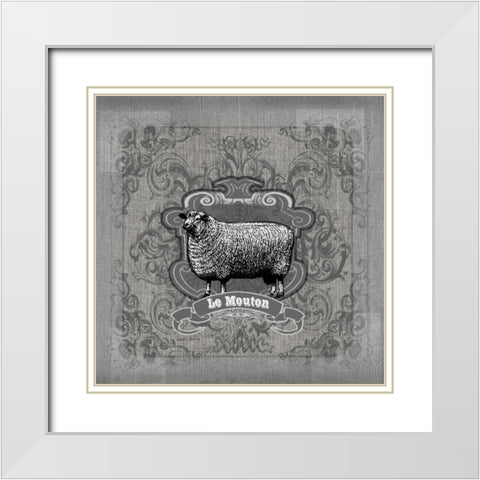Filigree Sheep White Modern Wood Framed Art Print with Double Matting by Robertson, Walter