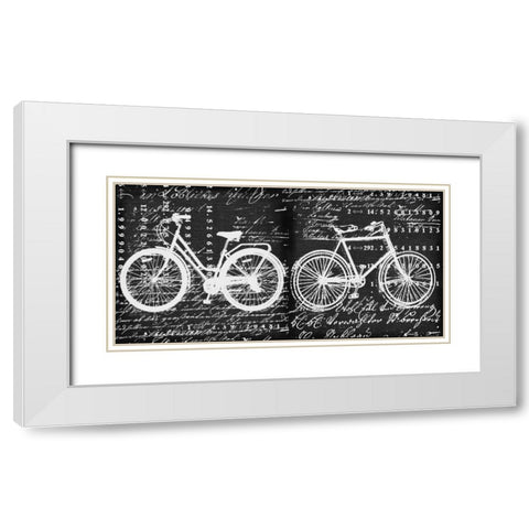 Script Bicycle White Modern Wood Framed Art Print with Double Matting by Robertson, Walter
