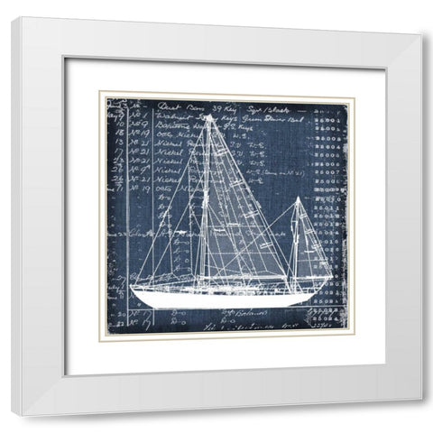 Schooner Blueprint 2 White Modern Wood Framed Art Print with Double Matting by Robertson, Walter