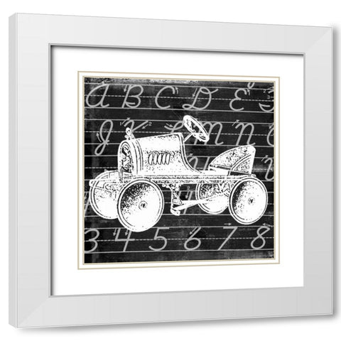 Blackboard Tractor White Modern Wood Framed Art Print with Double Matting by Robertson, Walter