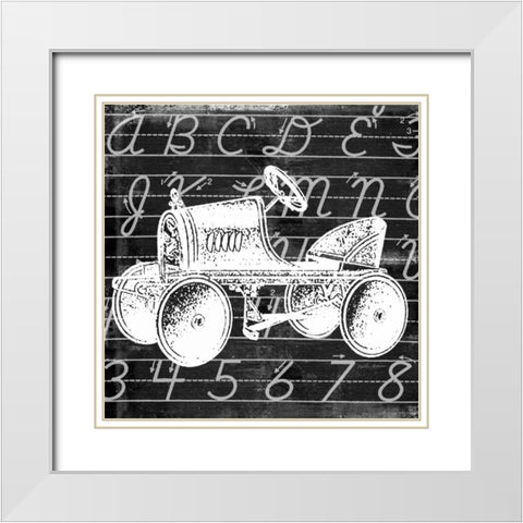 Blackboard Tractor White Modern Wood Framed Art Print with Double Matting by Robertson, Walter