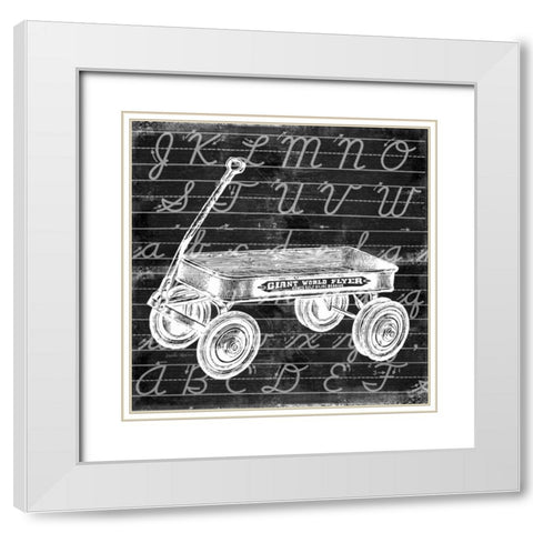 Blackboard Wagon White Modern Wood Framed Art Print with Double Matting by Robertson, Walter