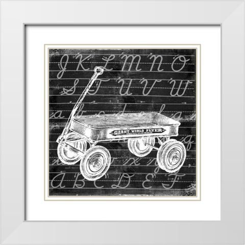 Blackboard Wagon White Modern Wood Framed Art Print with Double Matting by Robertson, Walter