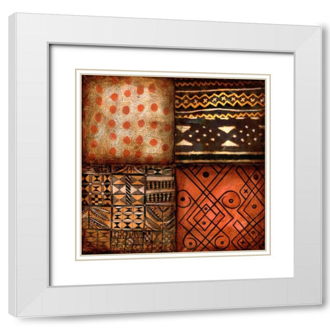 Tribal Textile 1 White Modern Wood Framed Art Print with Double Matting by Dascher, Dennis