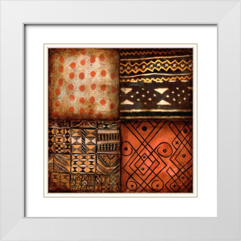 Tribal Textile 1 White Modern Wood Framed Art Print with Double Matting by Dascher, Dennis