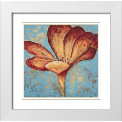 Contemporary Floral 1 White Modern Wood Framed Art Print with Double Matting by Dascher, Dennis
