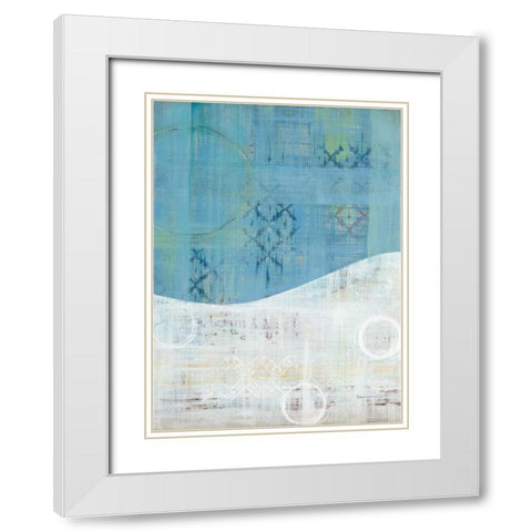 India Silk Blue White Modern Wood Framed Art Print with Double Matting by Dascher, Dennis