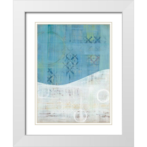 India Silk Blue White Modern Wood Framed Art Print with Double Matting by Dascher, Dennis
