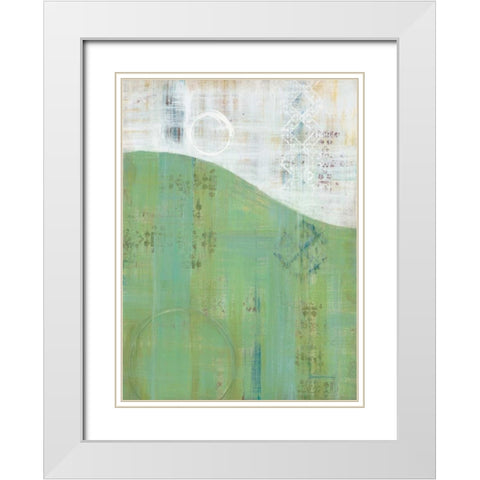 India Silk Green White Modern Wood Framed Art Print with Double Matting by Dascher, Dennis