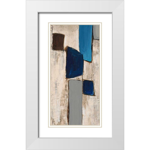 Blue Squared Detail 5 White Modern Wood Framed Art Print with Double Matting by Dascher, Dennis