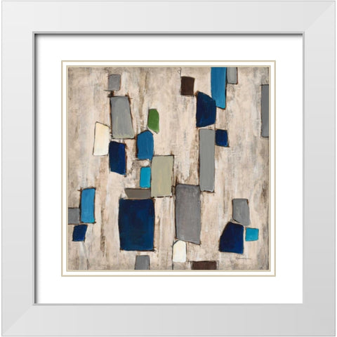 Blue Squared  White Modern Wood Framed Art Print with Double Matting by Dascher, Dennis