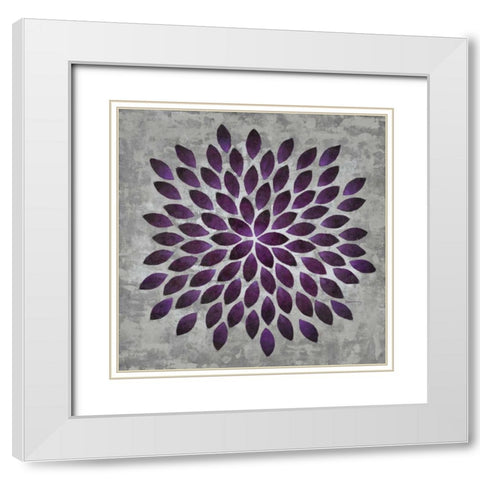 Plum Star Burst 1 White Modern Wood Framed Art Print with Double Matting by Dascher, Dennis