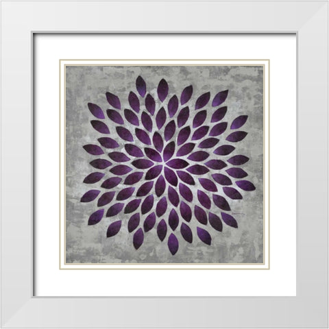 Plum Star Burst 1 White Modern Wood Framed Art Print with Double Matting by Dascher, Dennis
