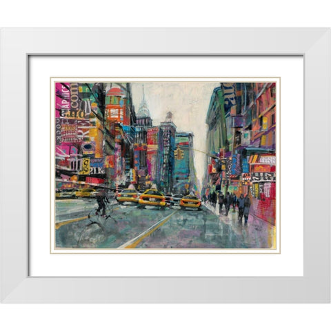 New York Collage 1 White Modern Wood Framed Art Print with Double Matting by Mollica, Patti