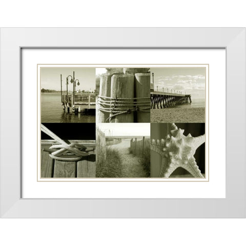 Seaside Story 1 White Modern Wood Framed Art Print with Double Matting by Amber Light Gallery
