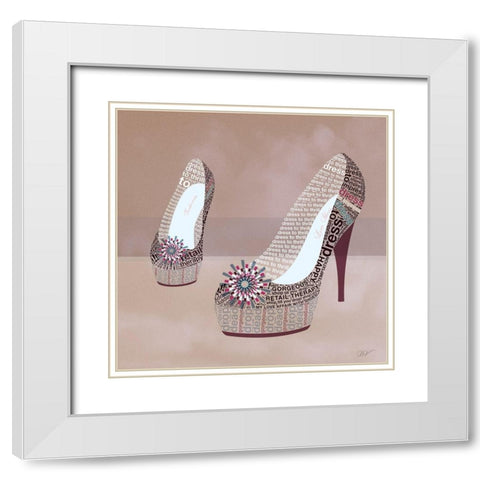 PRETTY SHOE  White Modern Wood Framed Art Print with Double Matting by Van Roey, Dominique