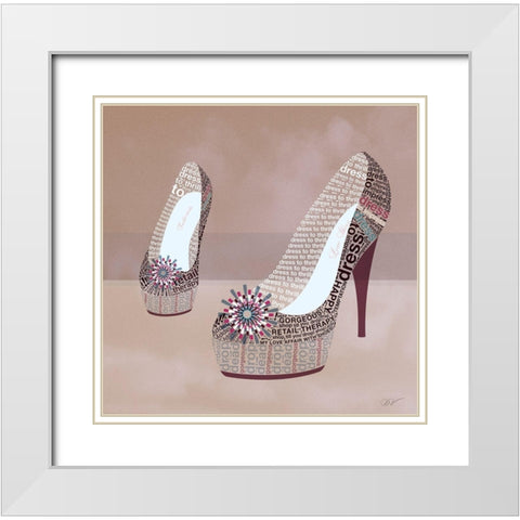 PRETTY SHOE  White Modern Wood Framed Art Print with Double Matting by Van Roey, Dominique
