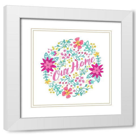 Out Home, Happy Garden White Modern Wood Framed Art Print with Double Matting by Coleman, Joan