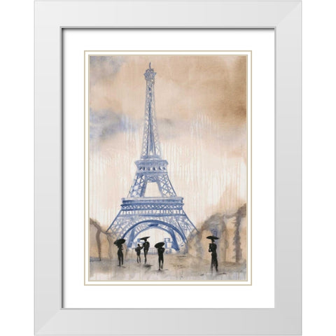Paris Street 2 White Modern Wood Framed Art Print with Double Matting by Morris, Madelaine