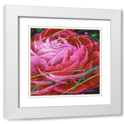 Ranunculus in Motion White Modern Wood Framed Art Print with Double Matting by Langton, Bruce