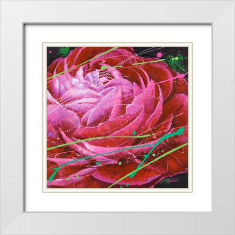 Ranunculus in Motion White Modern Wood Framed Art Print with Double Matting by Langton, Bruce