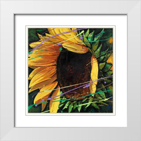 Sunflower in Motion White Modern Wood Framed Art Print with Double Matting by Langton, Bruce