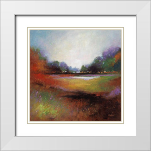 Cascade Valley 1 White Modern Wood Framed Art Print with Double Matting by Langton, Bruce