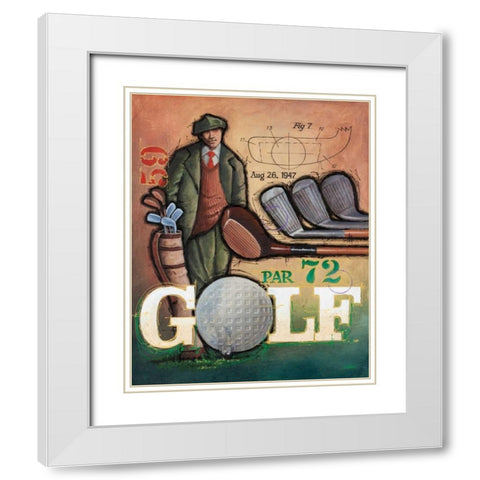Vintage Golf 1 White Modern Wood Framed Art Print with Double Matting by Langton, Bruce