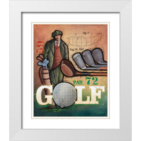 Vintage Golf 1 White Modern Wood Framed Art Print with Double Matting by Langton, Bruce