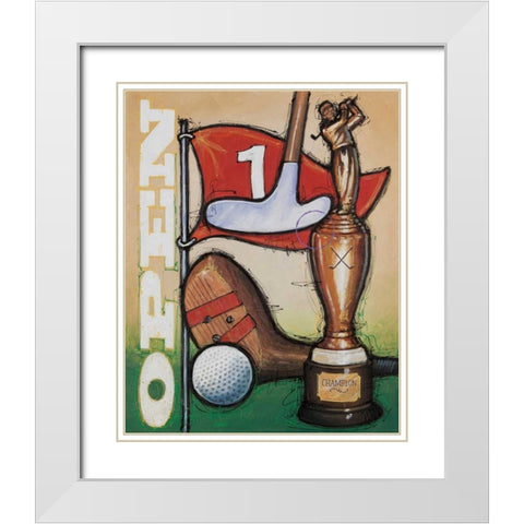 Vintage Golf 3 White Modern Wood Framed Art Print with Double Matting by Langton, Bruce