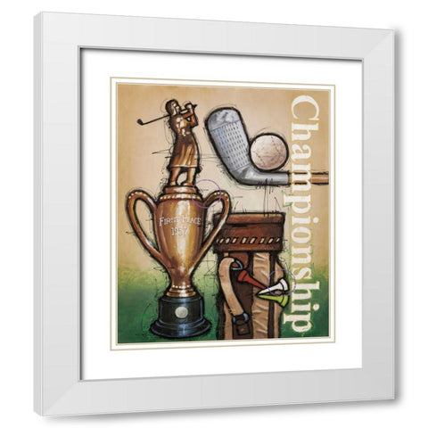 Vintage Golf 4 White Modern Wood Framed Art Print with Double Matting by Langton, Bruce