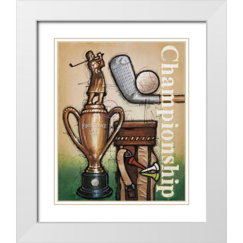 Vintage Golf 4 White Modern Wood Framed Art Print with Double Matting by Langton, Bruce