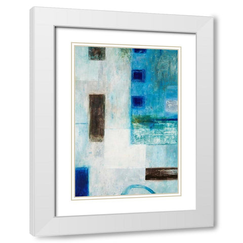 Blue City Blocks White Modern Wood Framed Art Print with Double Matting by Mills, Chris
